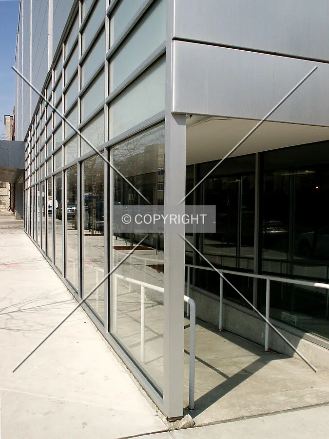 Walkway and glass screen at the base