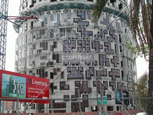 View of the windows of the first section of the building recently installed