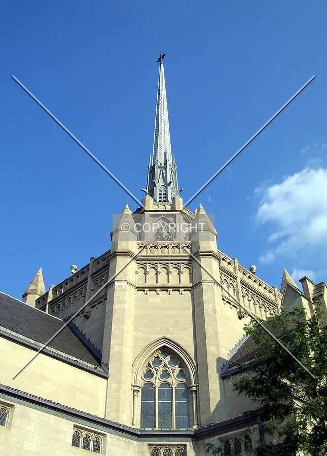 The spire, towering above