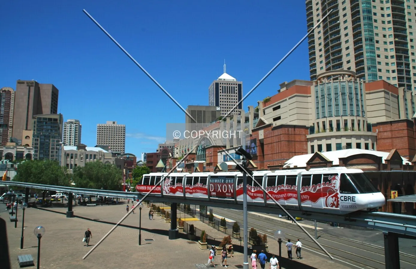 The monorail glides through Haymarket