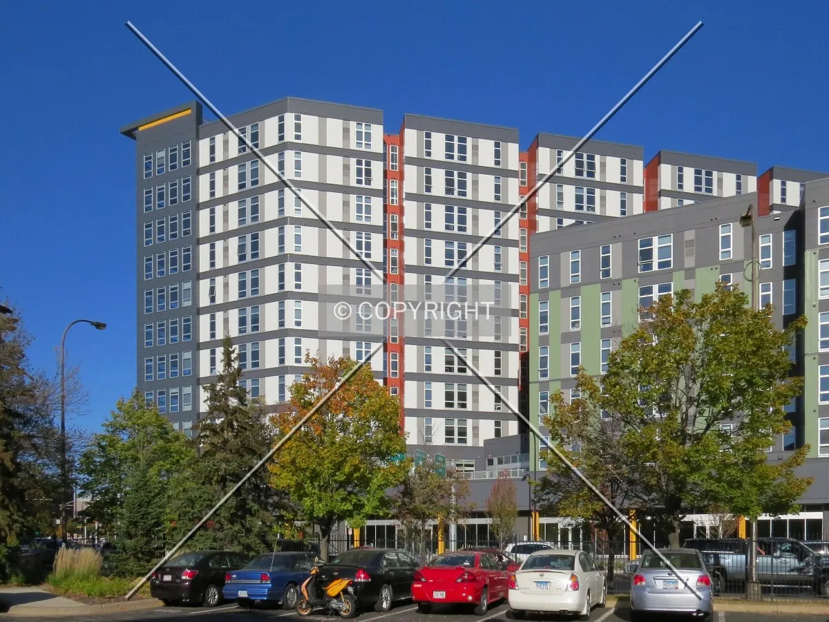 View to the northeast across Huron Boulevard SE
