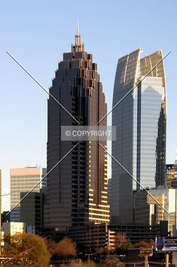 Distant view from 17th Street to the northwest at sunset