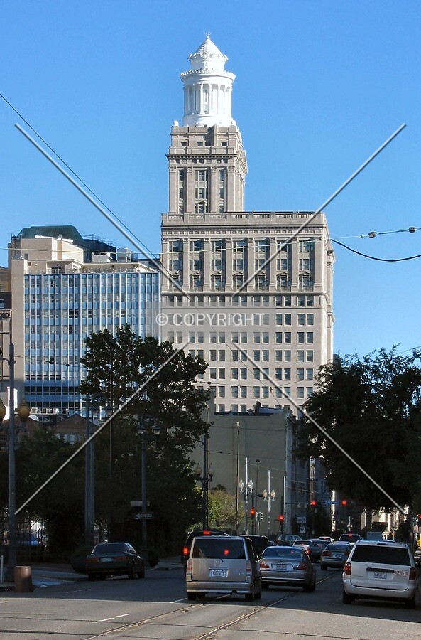 Distant view to the north along Carondelet Street
