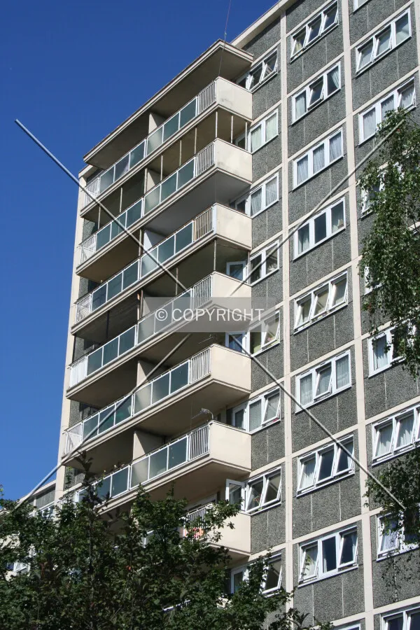 Looking up to the balconies