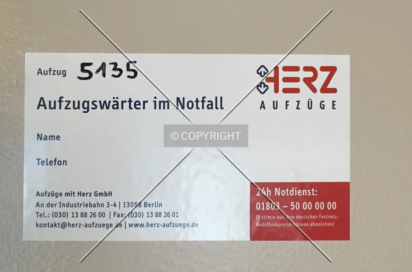 Aufzüge mit Herz GmbH, elevator sticker