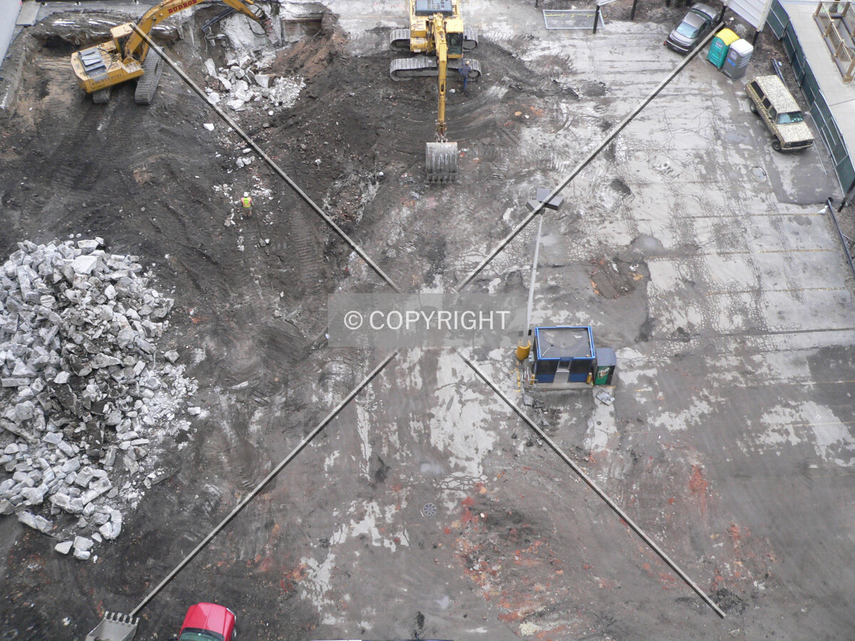 View of the site from a parking garage