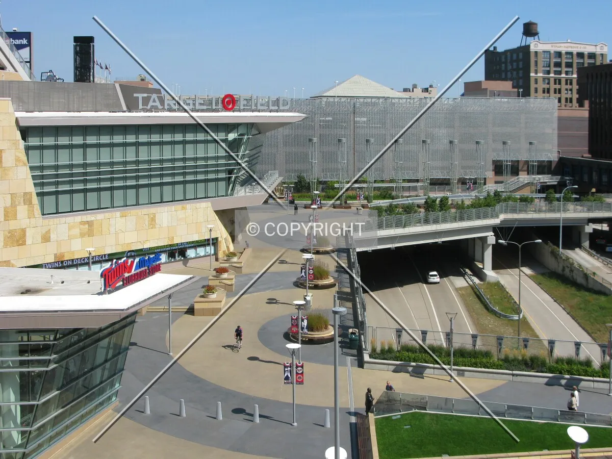 Target Field Plaza bridging over Interstate 394