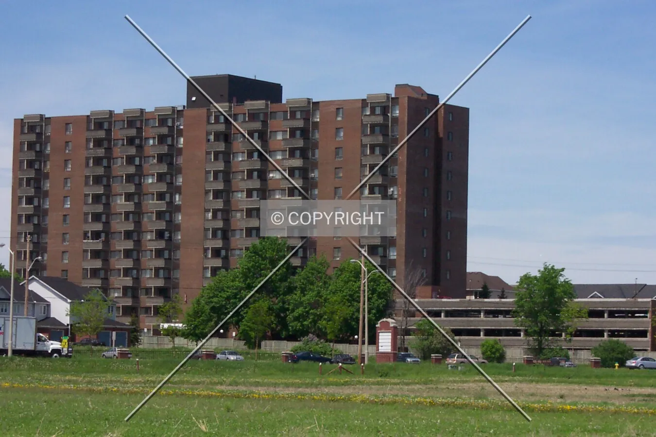 The south facade, seen from McCooey Drive