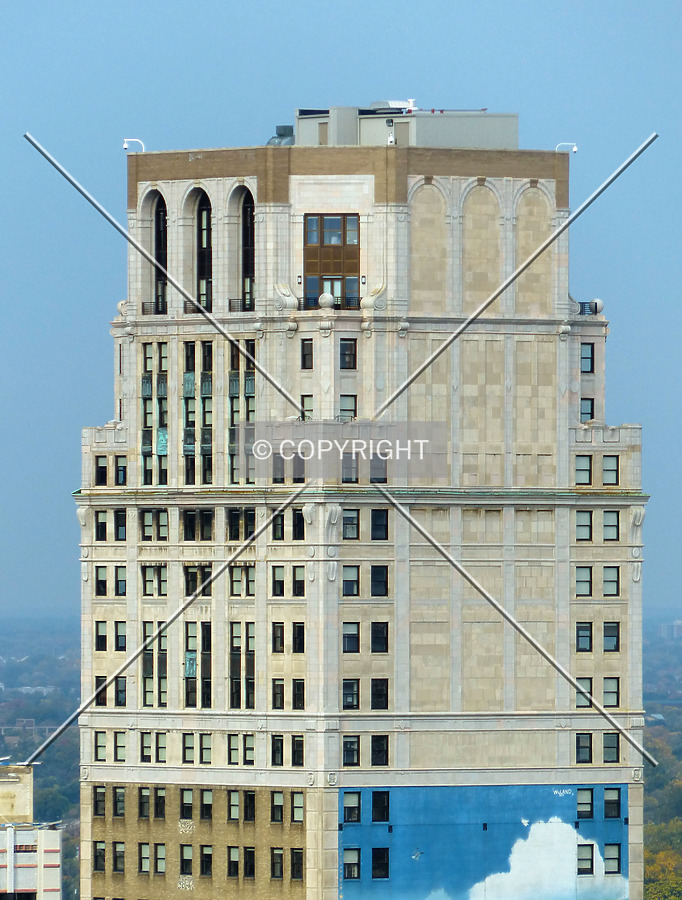 Top of building viewed from southeast