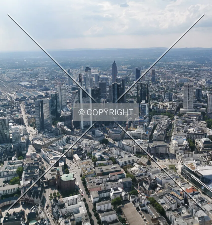 Flight with a helicopter over Frankfurt