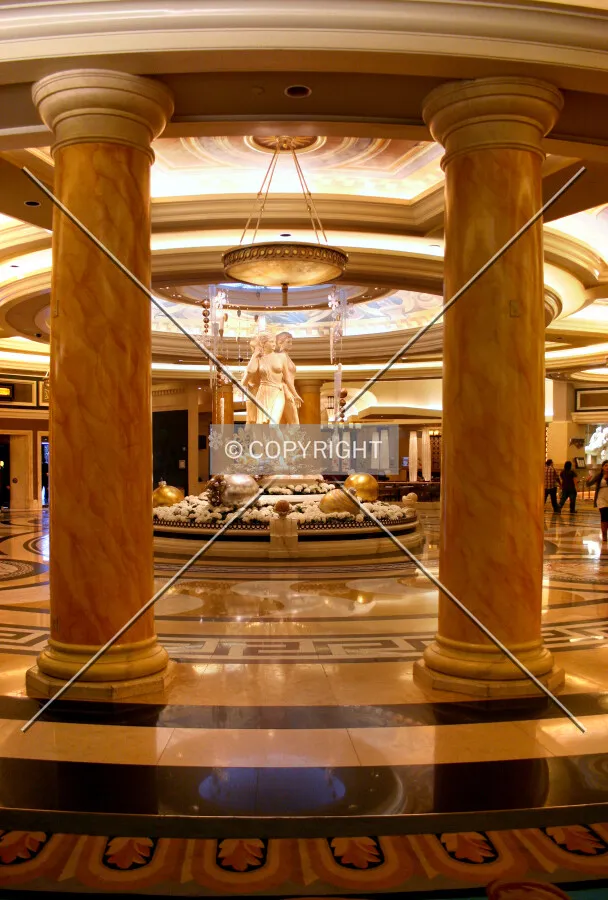 Roman columns in hotel lobby