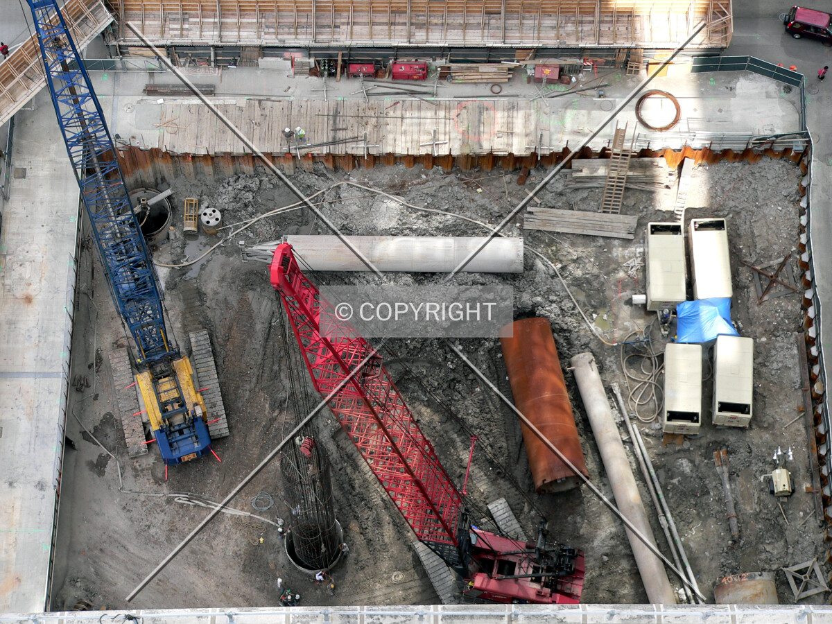Bird's eye view of the site from the 35th floor of the LaSalle-Wacker Building