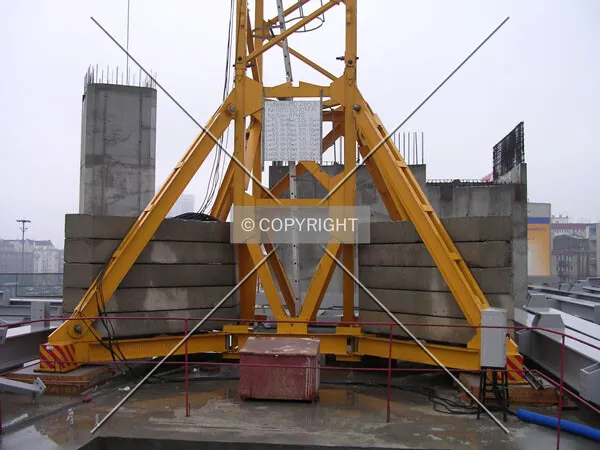 Base of a crane on southwest part of the construction site