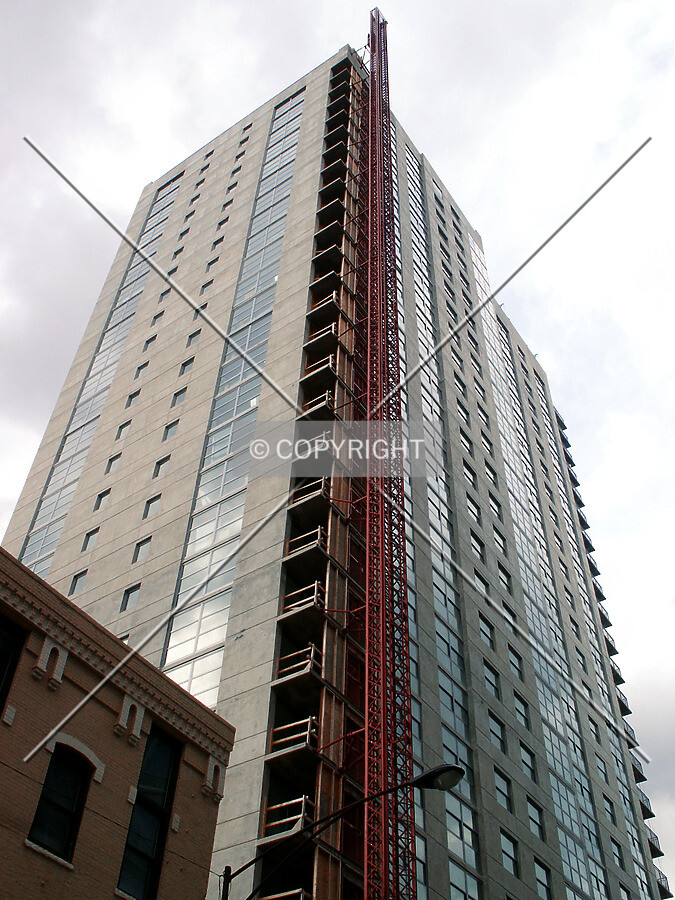 Looking up the southeast corner