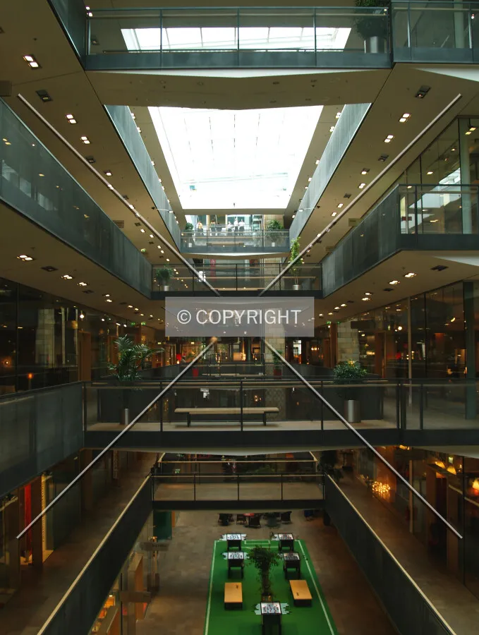 View from the second floor to the hall