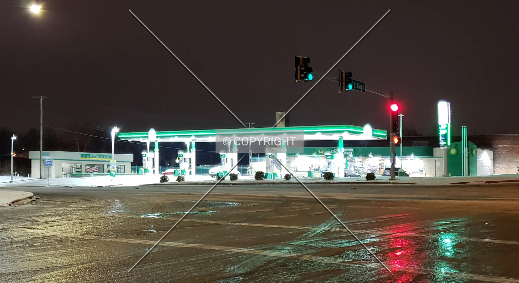 View from the northeast at night; February 15, 2019