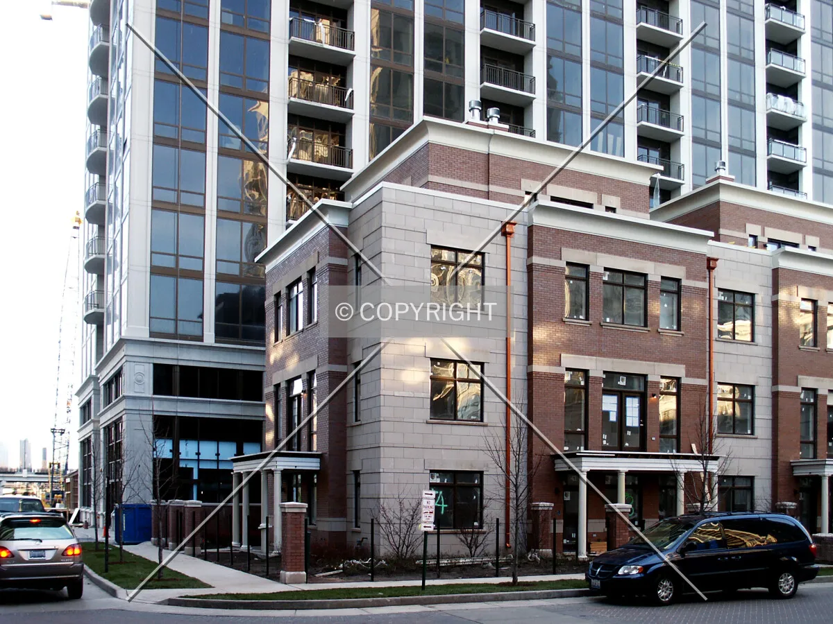 Southwest corner at the base with townhomes