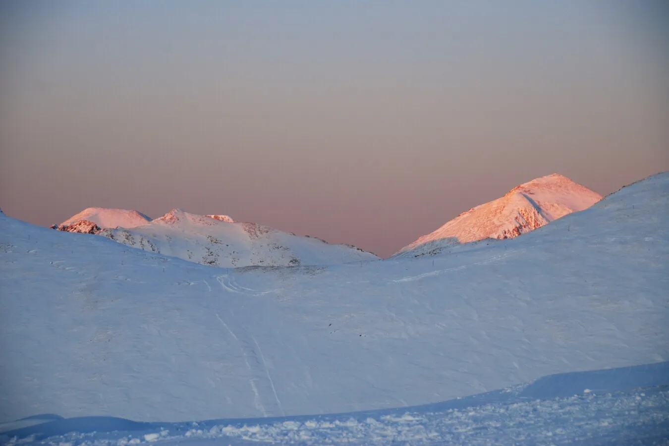 Sun setting on the high peaks