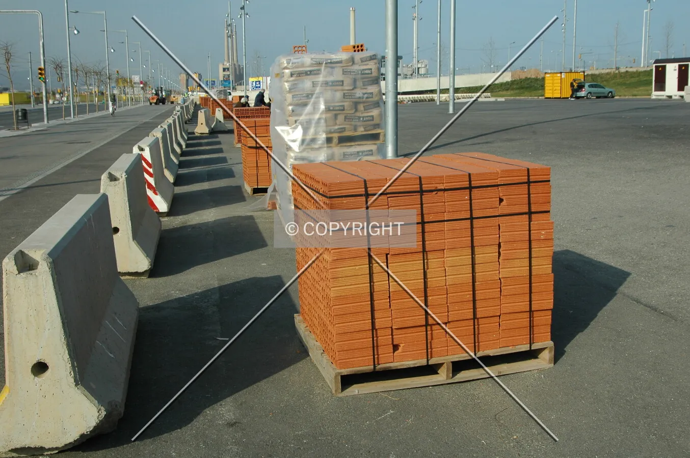Briks to build a fence to close the construction site