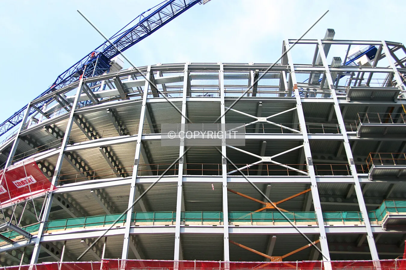 Looking up at the steel frame from Holborn Viaduct