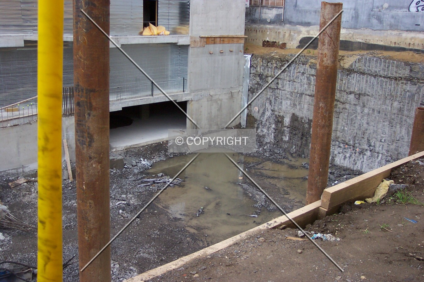 The excavation for the two-storey underground parking garage