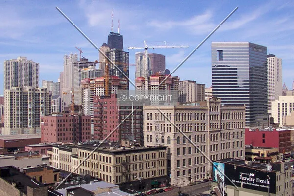 Rising in the skyline (Tower 2's crane is right of the Hancock)