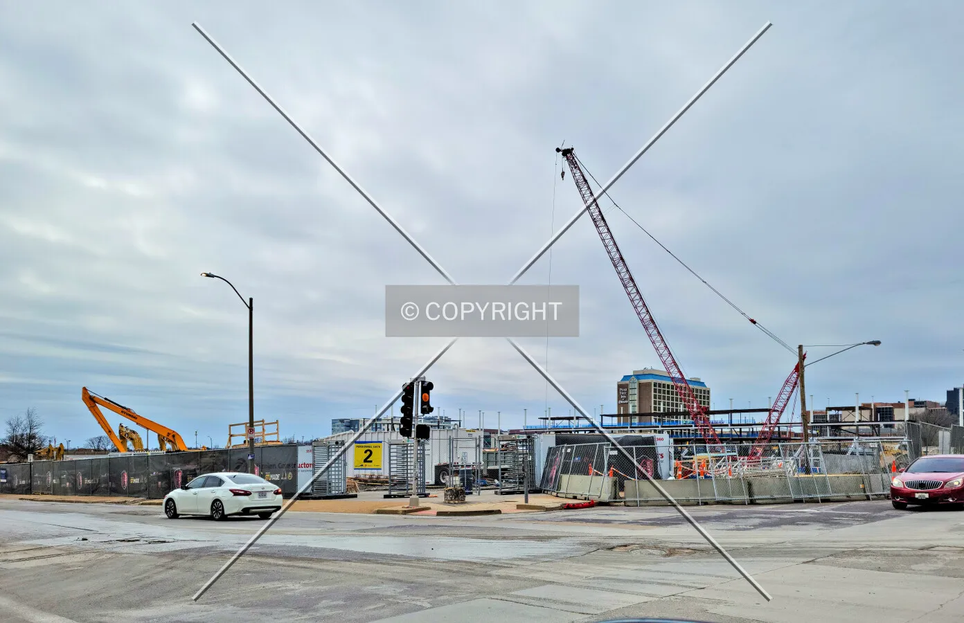 From the northeast during construction; March 13, 2021