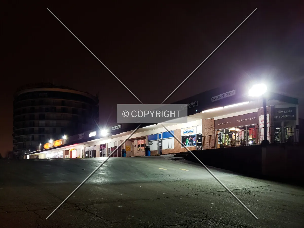 View from the northeast at night; January 1, 2019
