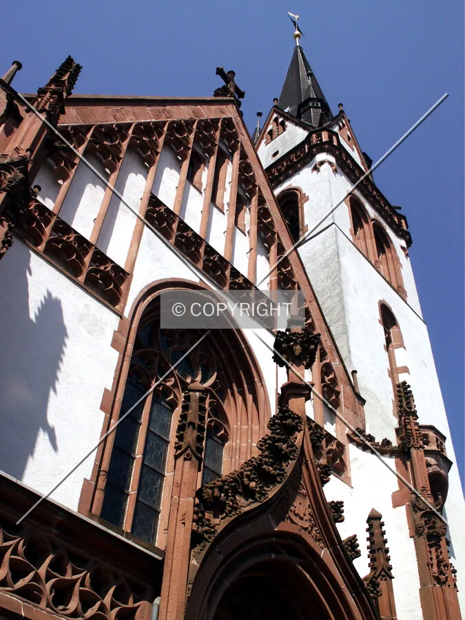 Looking up the east facade