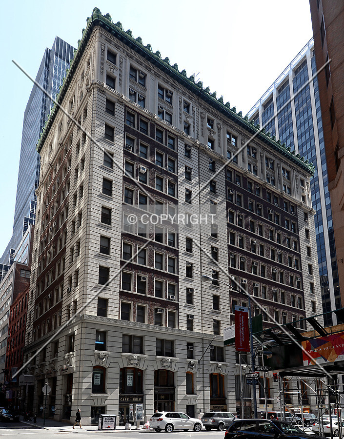 View from the southwest at Beaver and Wall Streets