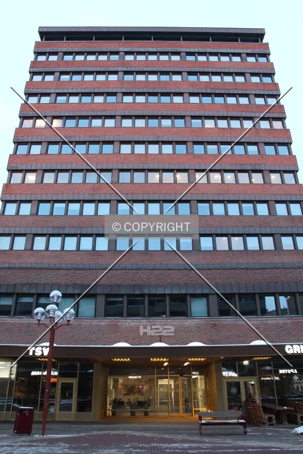 Looking up eastern facade.