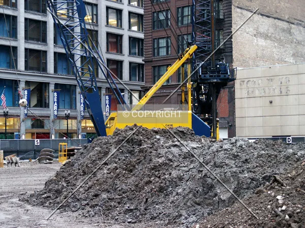 Foundation crane seen from the south alley