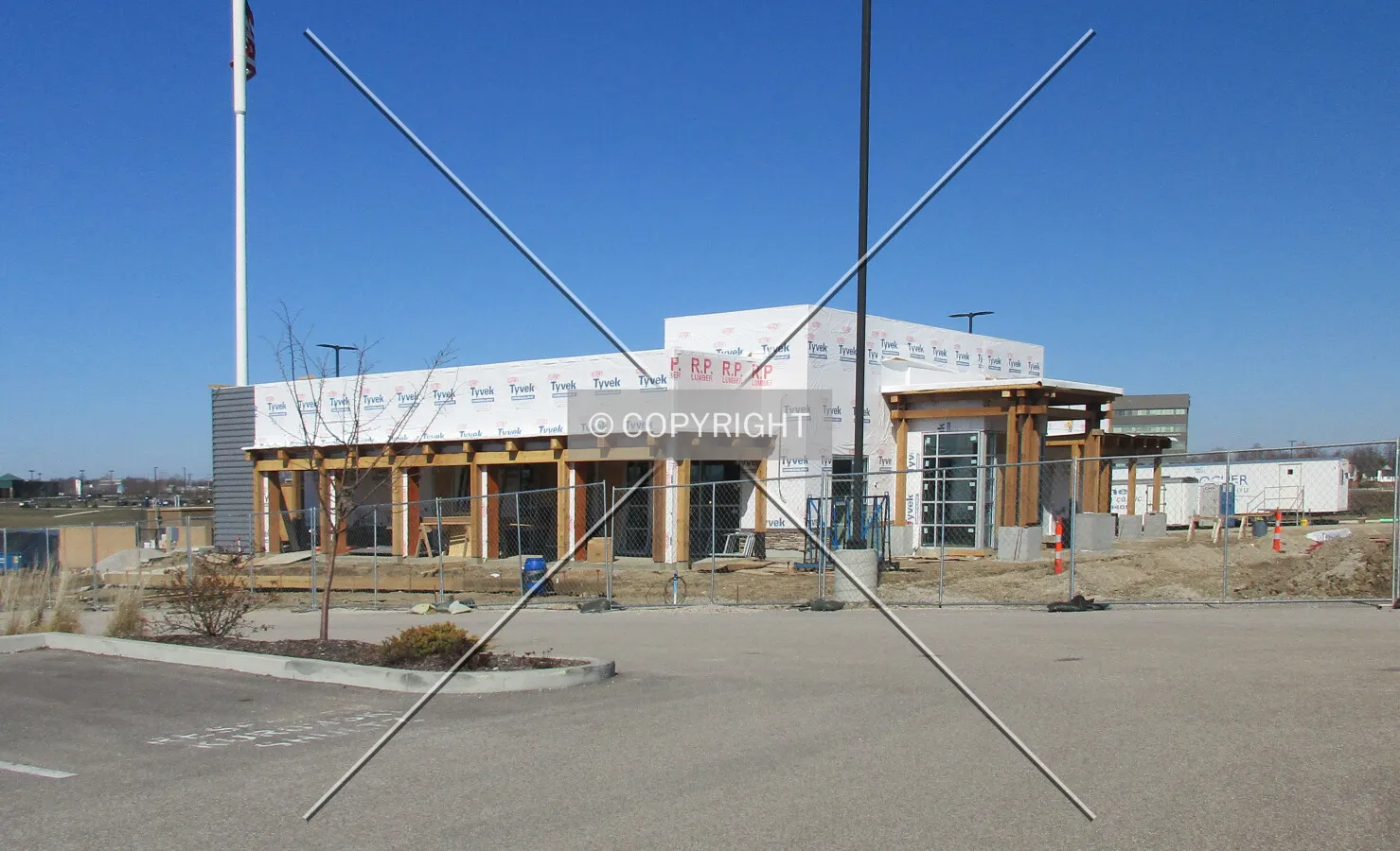 Southeast view during construction; March 3, 2018