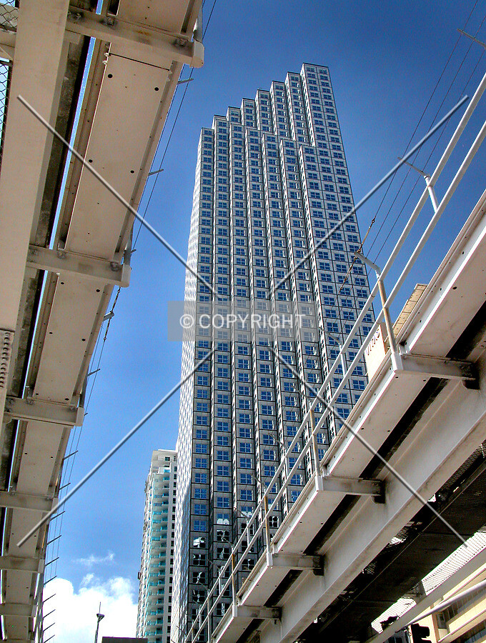 Northeast facade through the Monorail