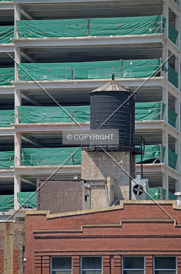 Fireproofing applied to the middle floors