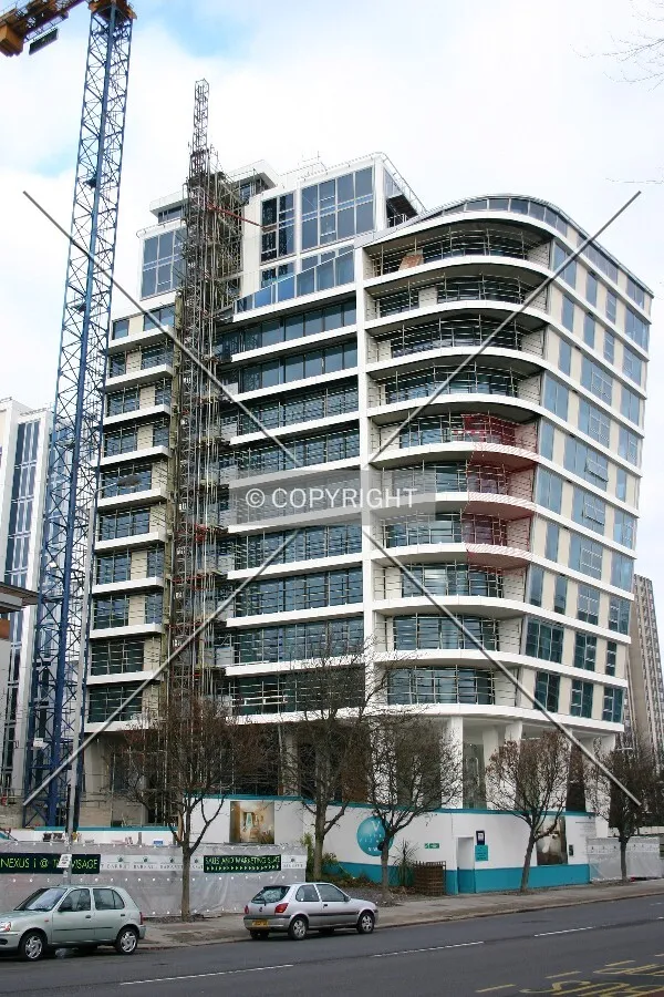 West side and construction elevator from Adelaide Road