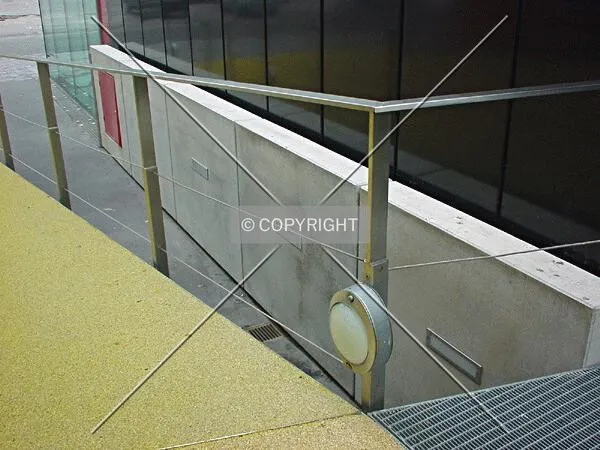 The yellow footway on the side of the tower