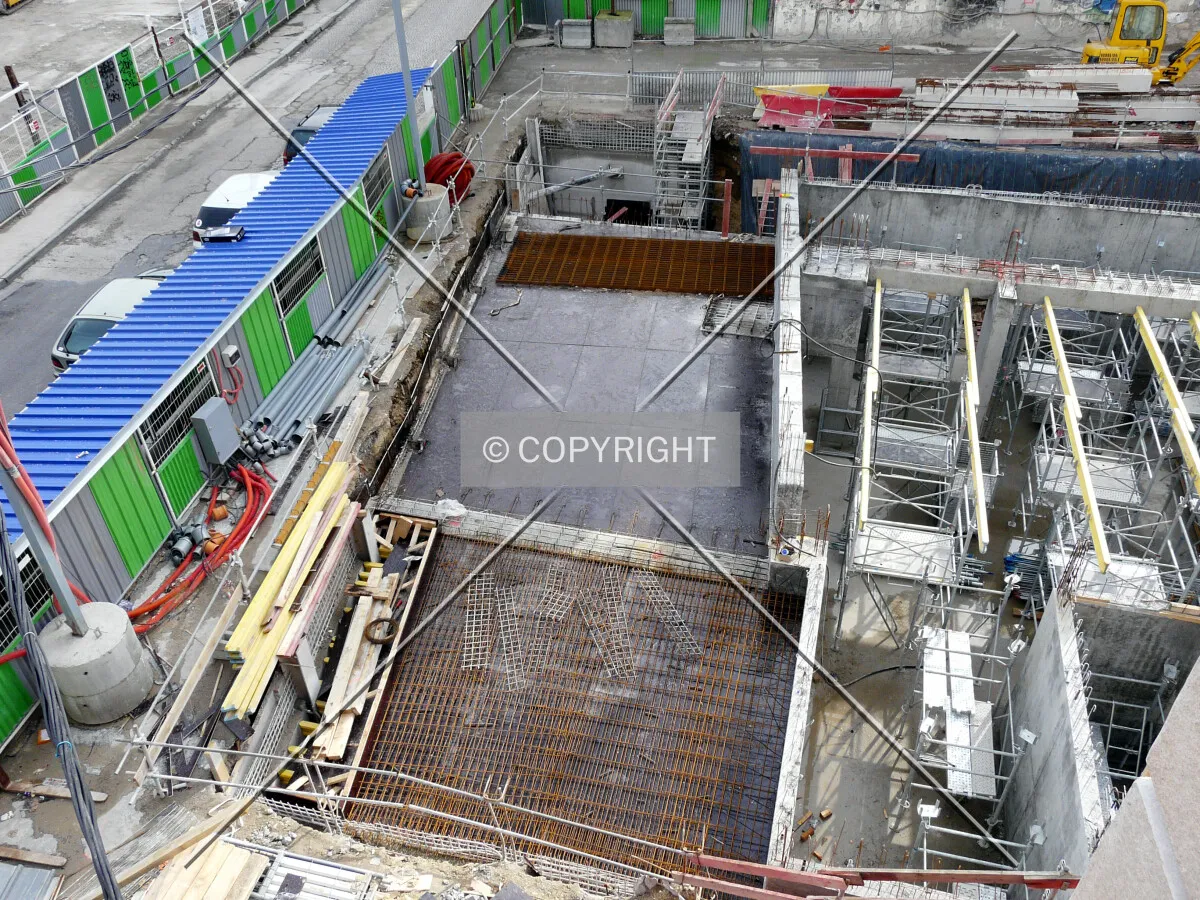 Formwork for a future slab along Rue du Chevaleret