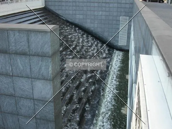 Waterfall at the side ot the building
