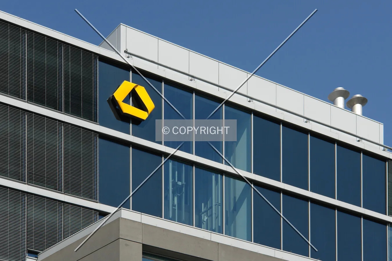 New Commerzbank logo at the facade of this office building