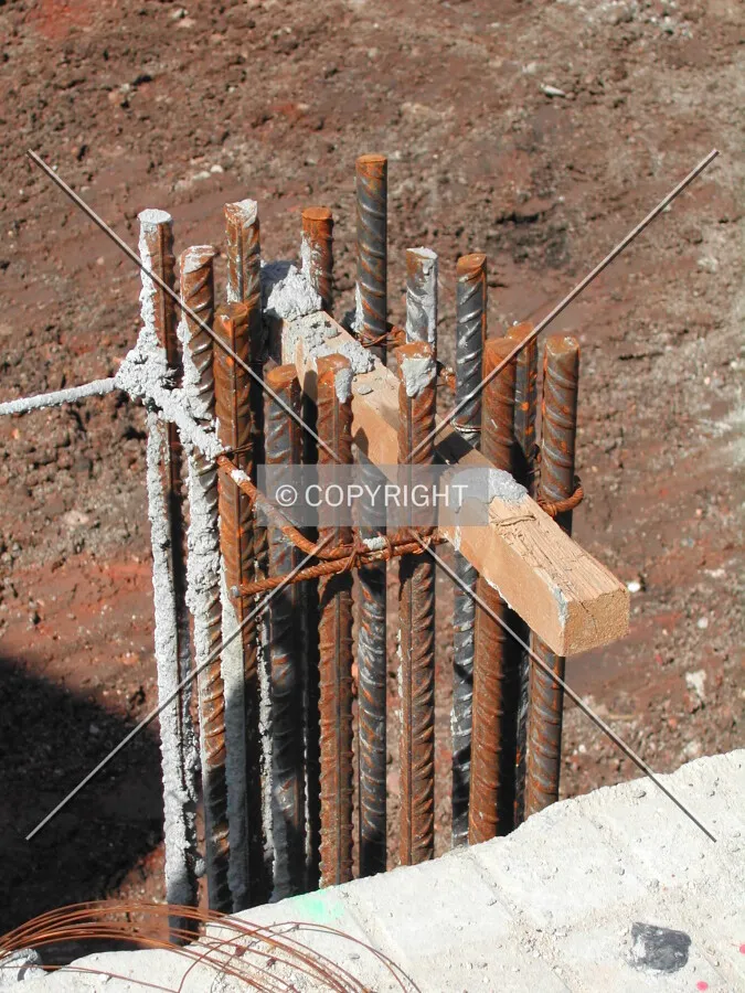 Close view of steel bars of a column