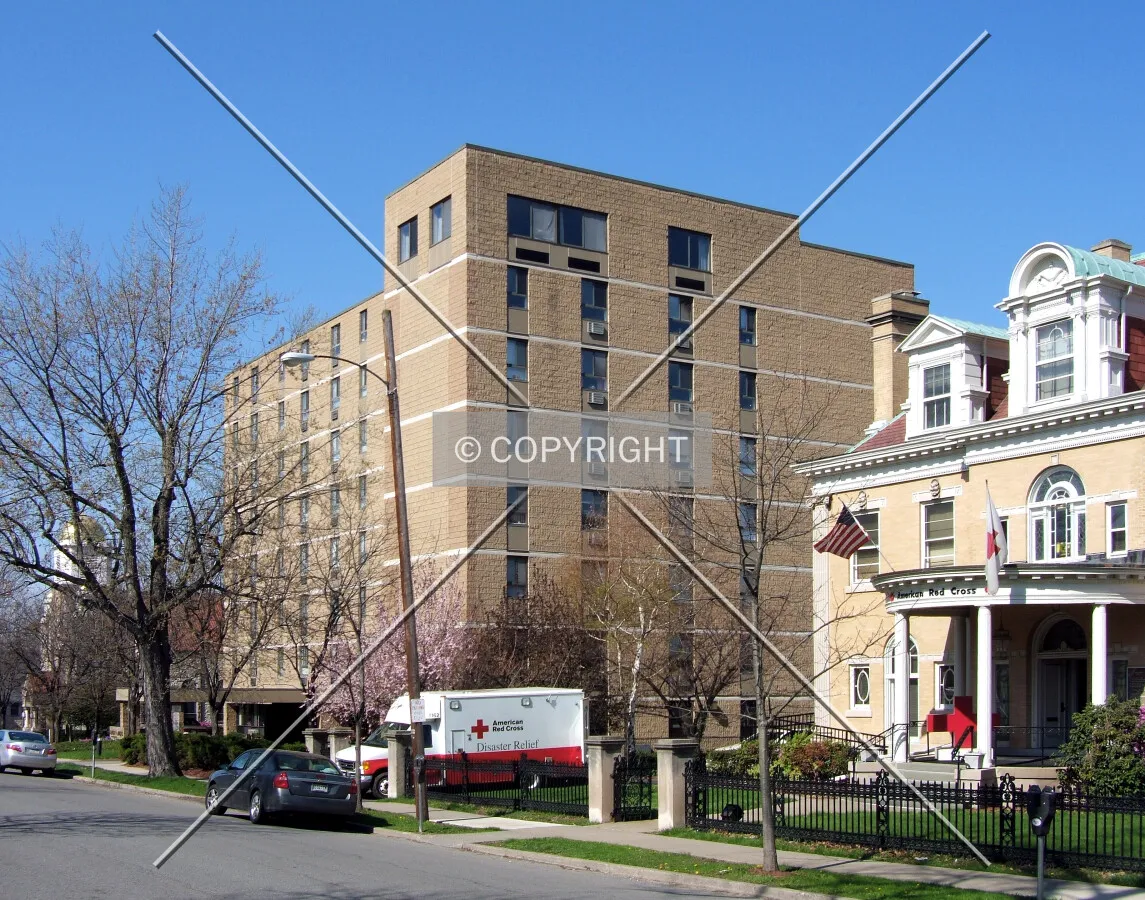 View from the northeast along Jefferson Avenue