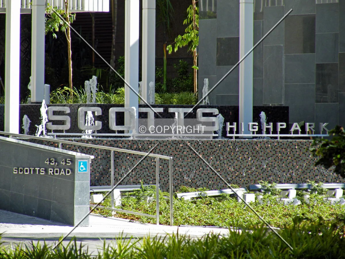 Signage displayed along Scotts Road