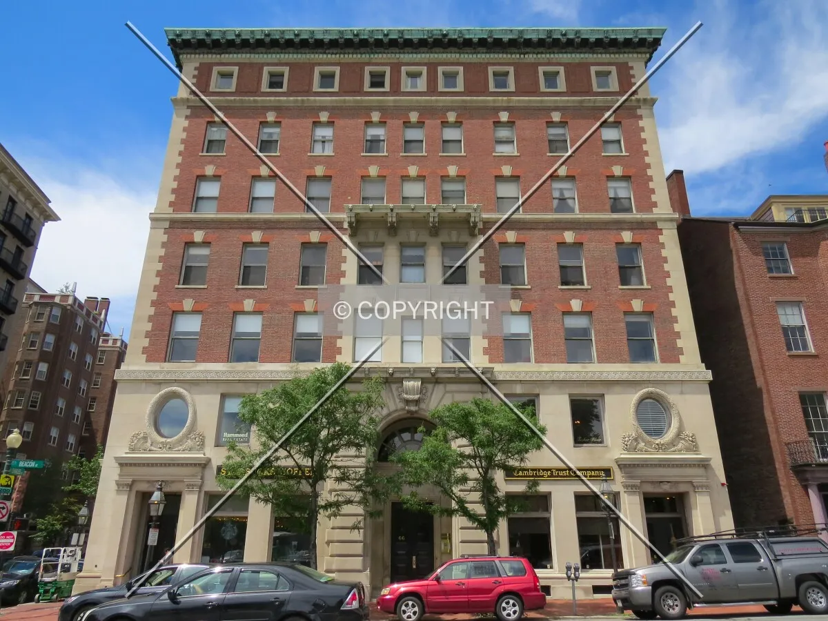 Full front elevation from across Beacon Street
