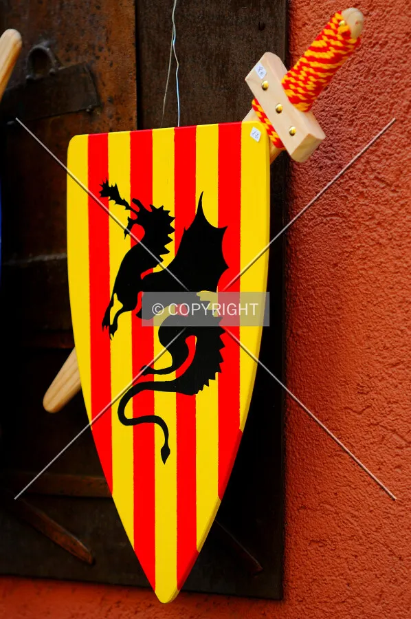 Catalonia flag on a shield