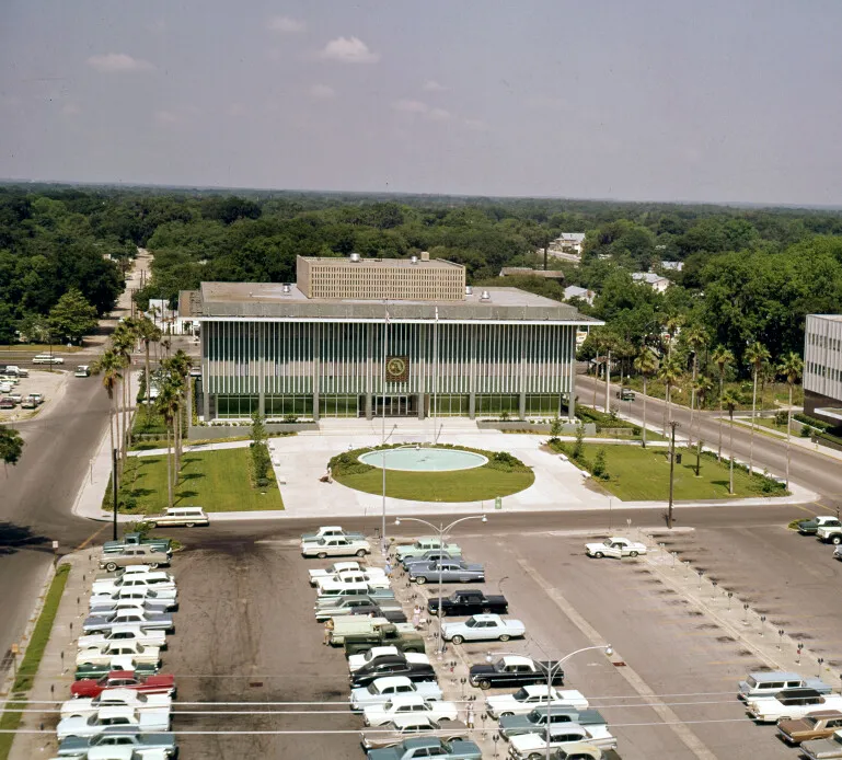 Vintage view of the original 1965 building in 1965