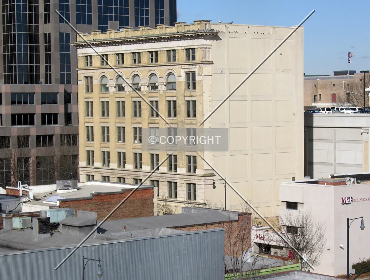 Elevated view from the southeast
