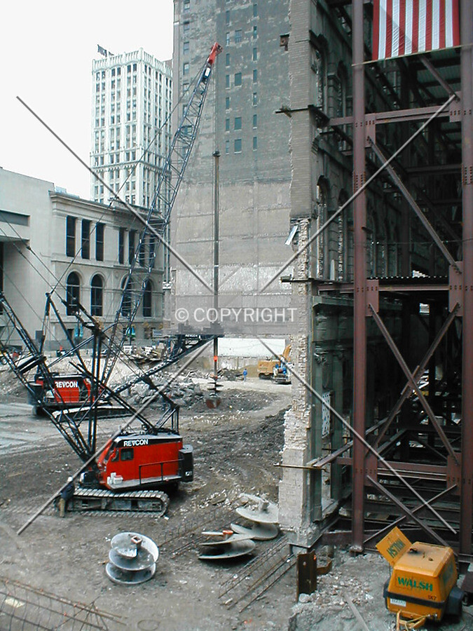 Construction behind facade restoration