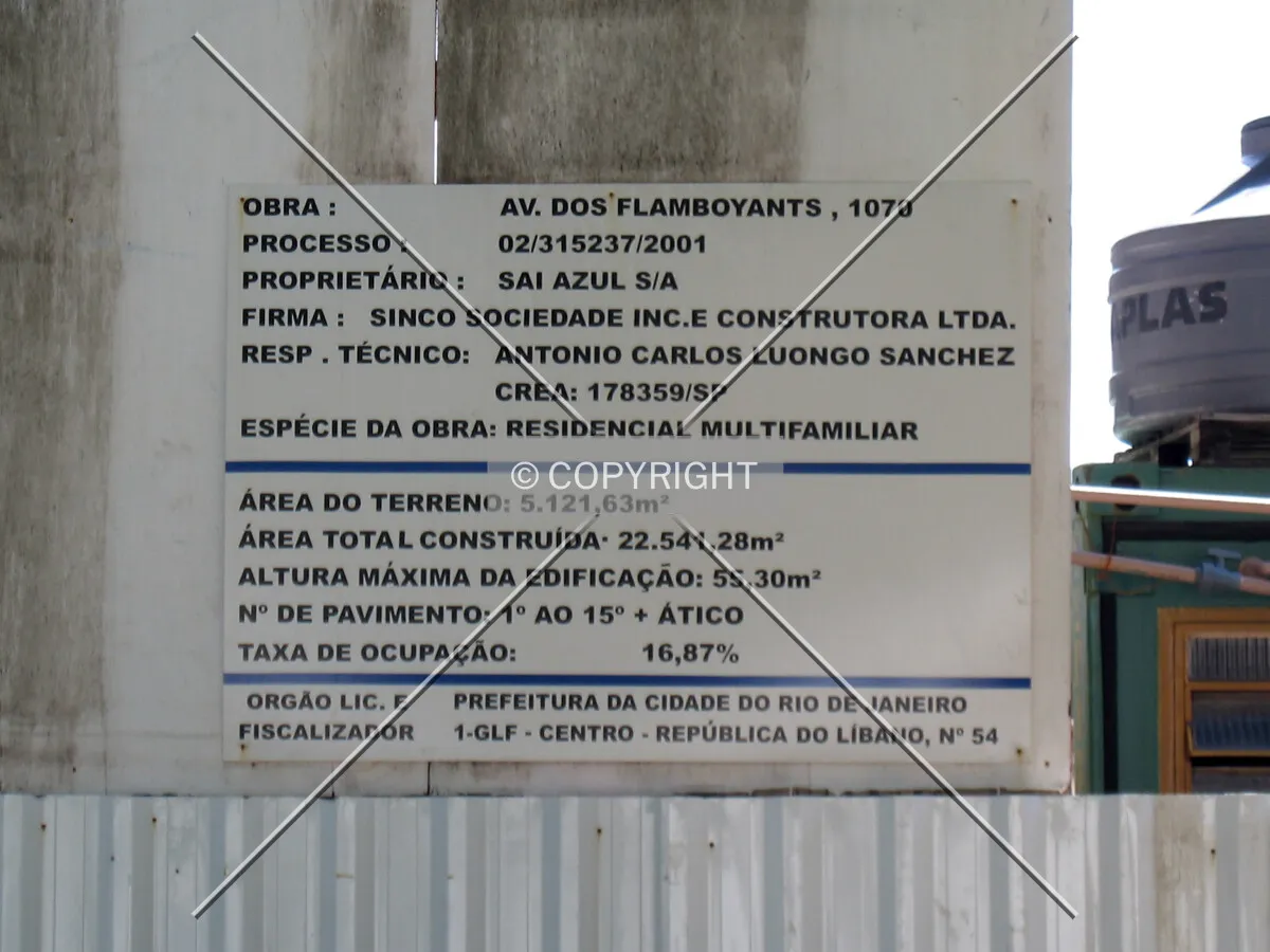 Sign showing technical data