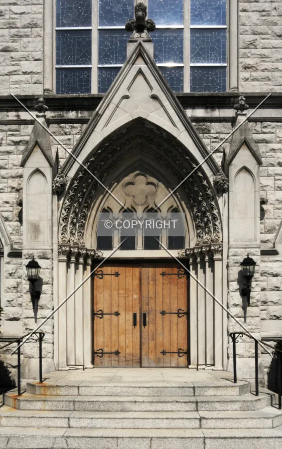 View of main entrance from the west